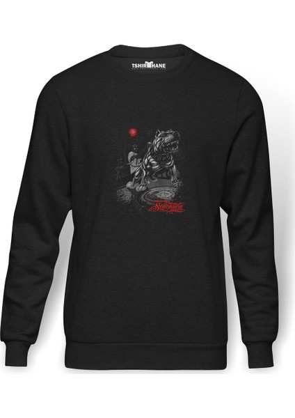 Pitbull Urban Baskılı Füme Erkek Örme Sweatshirt Uzun Kol