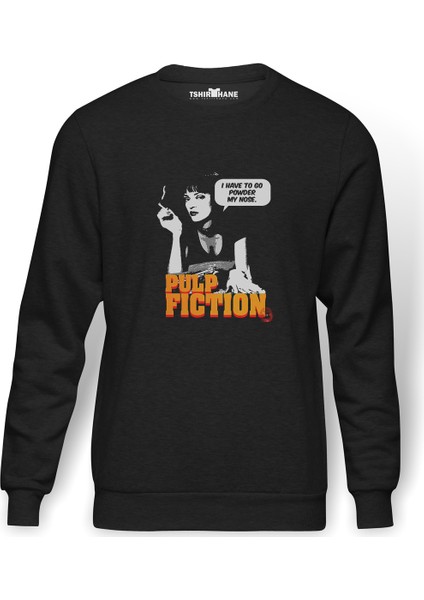 Pulp Fıctıon Baskılı Füme Erkek Örme Sweatshirt Uzun Kol