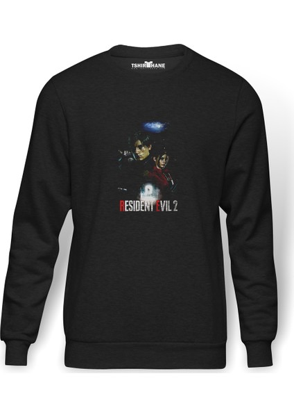 Resident Evil 2 Remake Baskılı Füme Erkek Örme Sweatshirt Uzun Kol