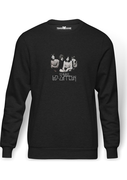 LED Zeppelin Grub Metal Rock Music Baskılı Füme Erkek Örme Sweatshirt Uzun Kol