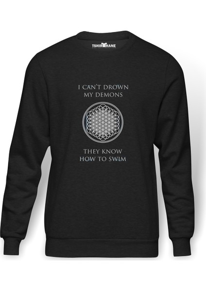 Bring Me The Horizon My Demons Baskılı Füme Erkek Örme Sweatshirt Uzun Kol