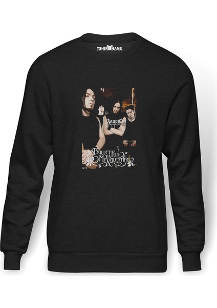 Bullet For My Valentine Black Grup Baskılı Füme Erkek Örme Sweatshirt Uzun Kol