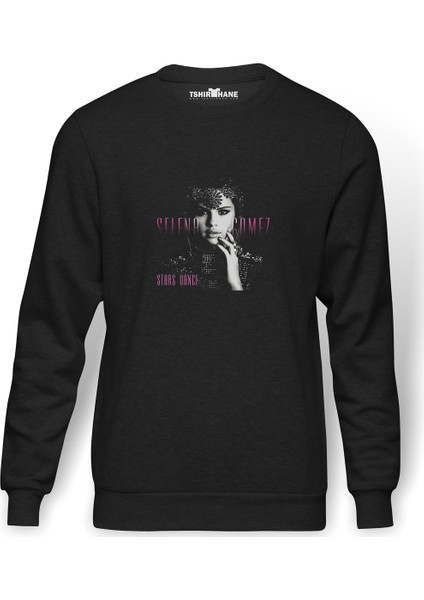 Selena Gomez Stars Baskılı Füme Erkek Örme Sweatshirt Uzun Kol