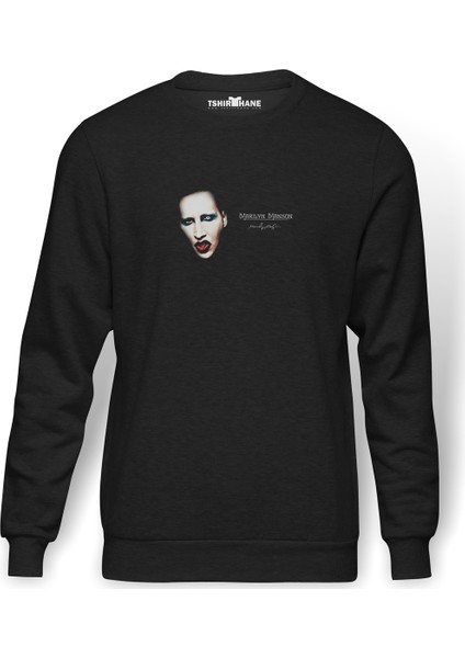 Marilyn Manson Metal Rock Music Müzik Baskılı Füme Erkek Örme Sweatshirt Uzun Kol