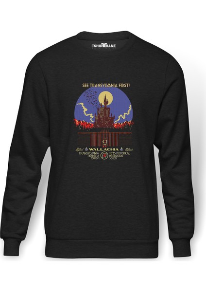 Castlevania See Castlevania First Baskılı Füme Erkek Örme Sweatshirt Uzun Kol