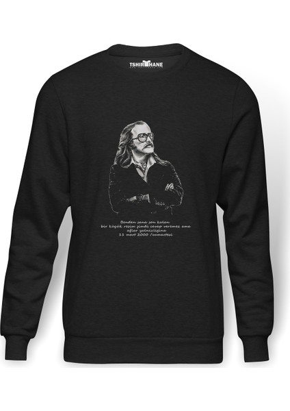 Cem Karaca Anadolu Rock Müzik Music Baskılı Füme Erkek Örme Sweatshirt Uzun Kol