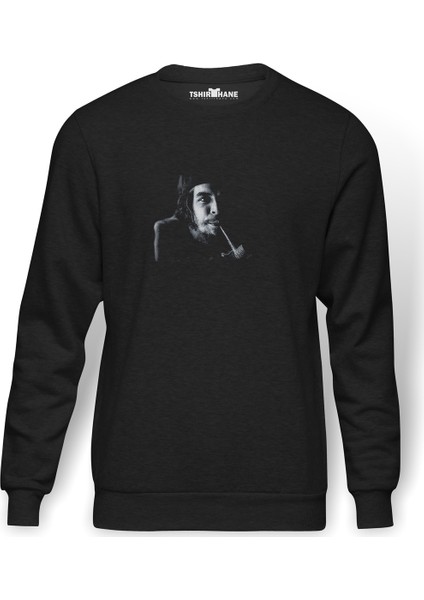 Che Guevara Revolutionary Ernesto Baskılı Füme Erkek Örme Sweatshirt Uzun Kol