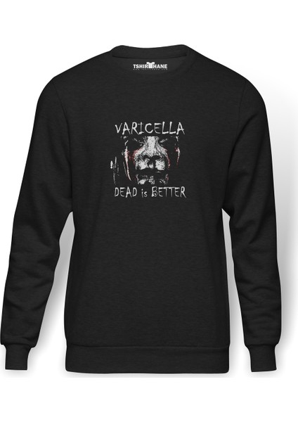 Dead Is Better Varicella Baskılı Füme Erkek Örme Sweatshirt Uzun Kol