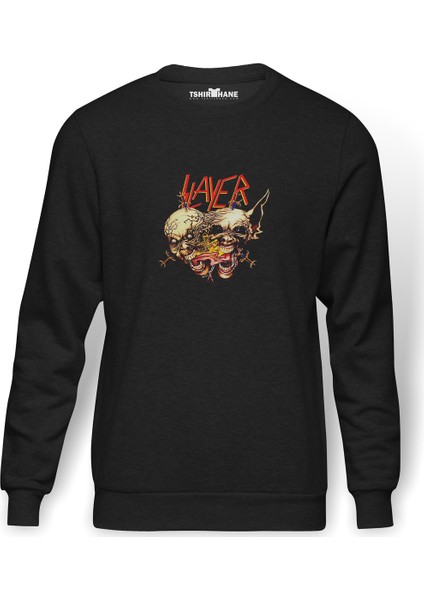 Slayer Death Metal Heavy Thrash Dark Baskılı Füme Erkek Örme Sweatshirt Uzun Kol