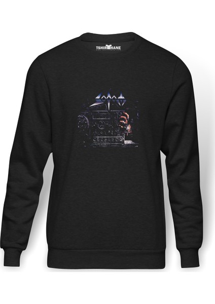 Sodom Better Off Dead Baskılı Füme Erkek Örme Sweatshirt Uzun Kol