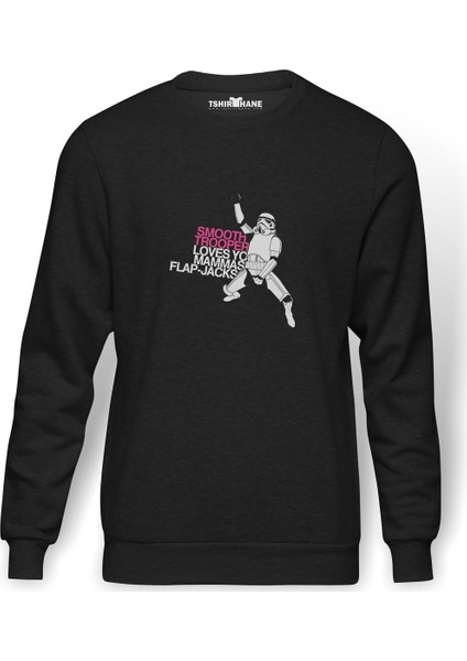 St Stormtrooper Baskılı Füme Erkek Örme Sweatshirt Uzun Kol