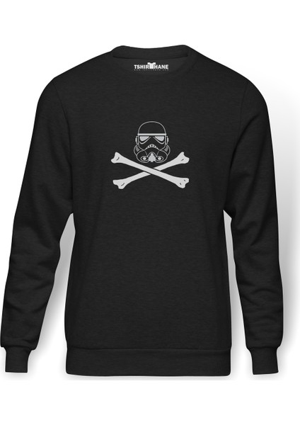 Star Wars Baskılı Füme Erkek Örme Sweatshirt Uzun Kol