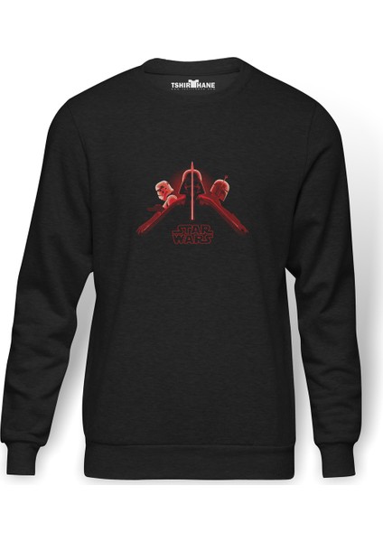 Star Wars Baskılı Füme Erkek Örme Sweatshirt Uzun Kol