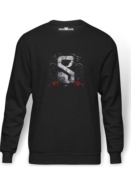 Sting Musician Scorpions Baskılı Füme Erkek Örme Sweatshirt Uzun Kol
