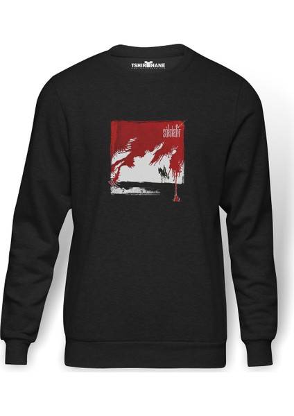 Svartir Sandar Baskılı Füme Erkek Örme Sweatshirt Uzun Kol