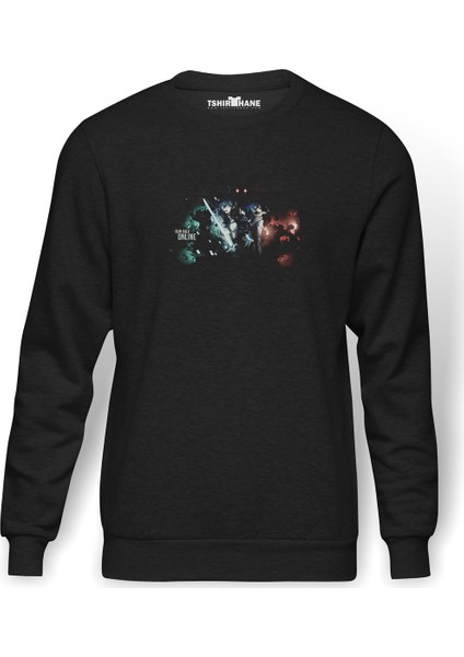 Sword Art Online Anime Gun Gale Baskılı Füme Erkek Örme Sweatshirt Uzun Kol