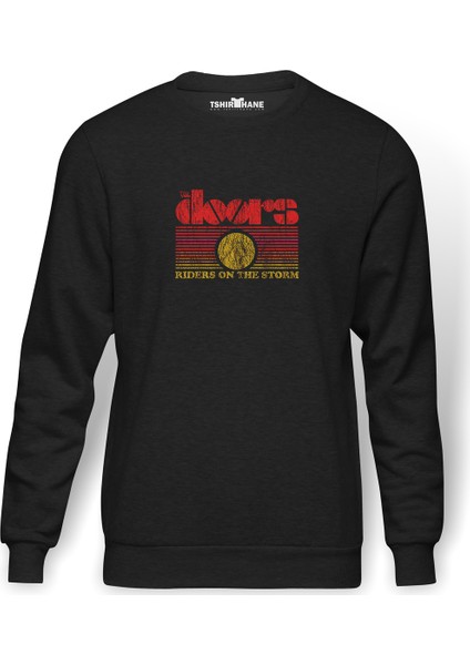 The Doors Riders On The Baskılı Füme Erkek Örme Sweatshirt Uzun Kol