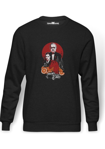The Godfather Baskılı Füme Erkek Örme Sweatshirt Uzun Kol