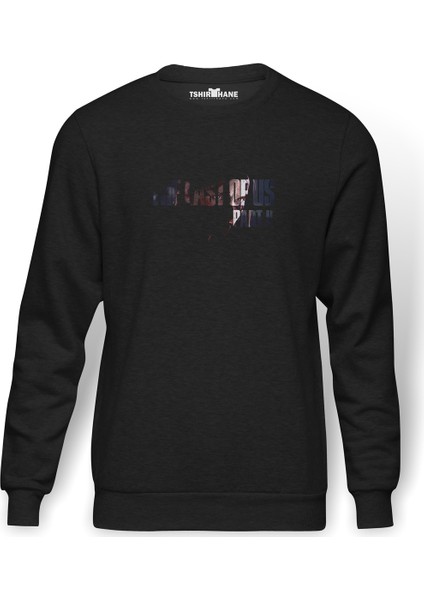 The Last Of Us Part 3 Baskılı Füme Erkek Örme Sweatshirt Uzun Kol
