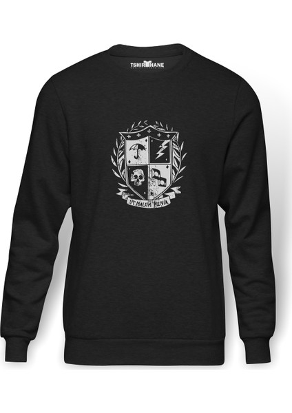 The Umbrella Academy Ut Malum Pluvia Baskılı Füme Erkek Örme Sweatshirt Uzun Kol