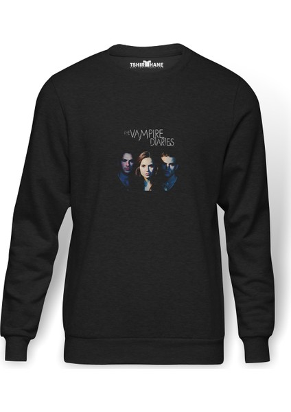 The Vampire Diaries Quotes V Baskılı Füme Erkek Örme Sweatshirt Uzun Kol