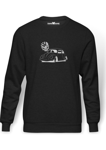 Tosbaa Skull Baskılı Füme Erkek Örme Sweatshirt Uzun Kol