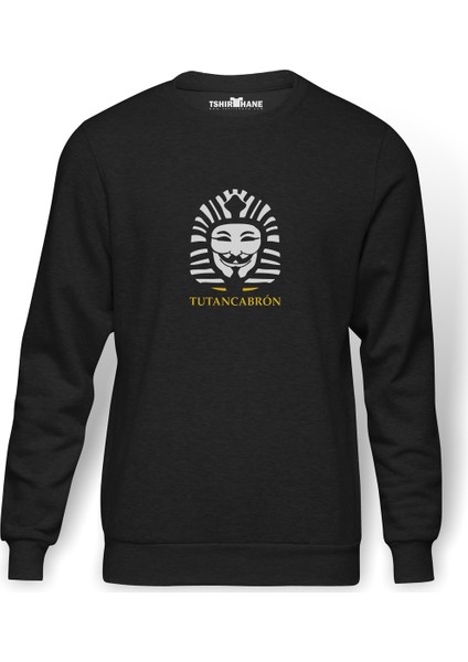 Tutancabron Baskılı Füme Erkek Örme Sweatshirt Uzun Kol