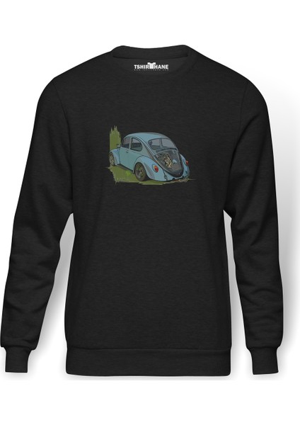 Wv Beetle Tosbaa Baskılı Füme Erkek Örme Sweatshirt Uzun Kol