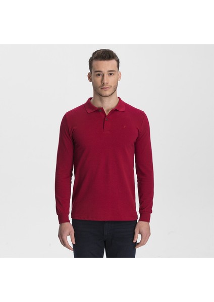 Erkek %100 Pamuk Kırmızı Uzun Kollu Polo Yaka Tişört modelleri