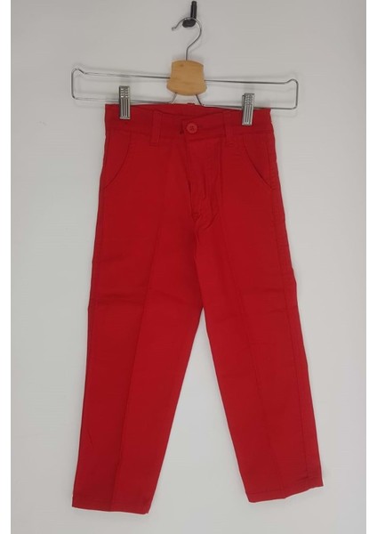 Mnk Kırmızı Gabardin Fermuarlı Cepli Çocuk Pantolon 6 Yaş