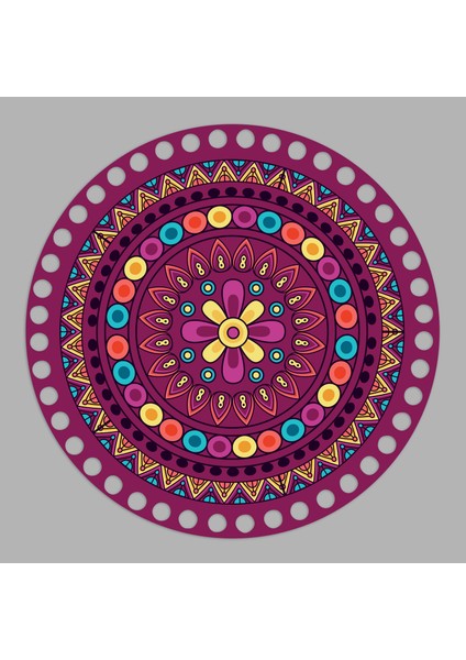 Baskılı 2 Adet Boncuk Çiçek Tasarımlı Ahşap Çanta Plakası 24