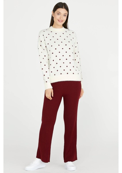 Fitilli Triko Pantolon - Bordo