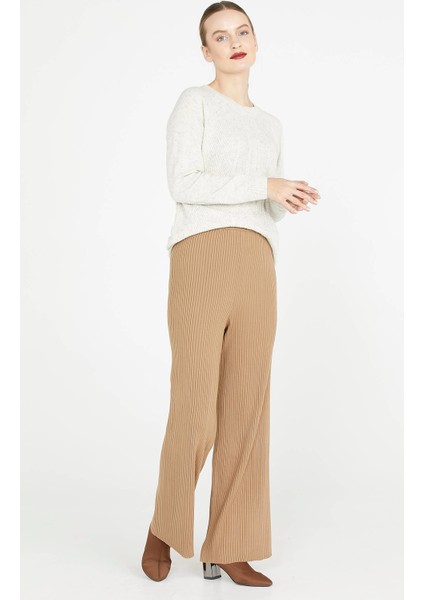 Fitilli Triko Pantolon - Kamel