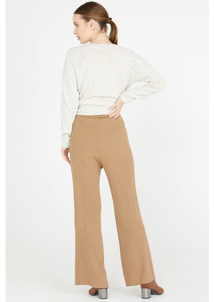 Fitilli Triko Pantolon - Kamel