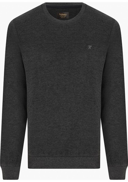 Erkek Antrasit Selanik Örme Bisiklet Yaka Sweatshirt
