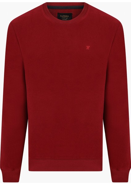 Erkek Bordo Selanik Örme Bisiklet Yaka Sweatshirt