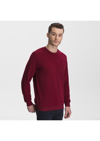 Erkek Bordo Selanik Örme Bisiklet Yaka Sweatshirt fırsatları