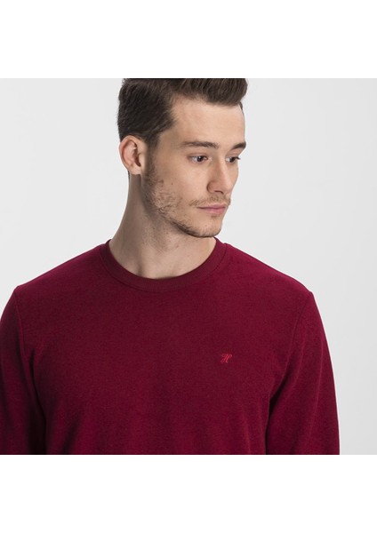Erkek Bordo Selanik Örme Bisiklet Yaka Sweatshirt indirimleri