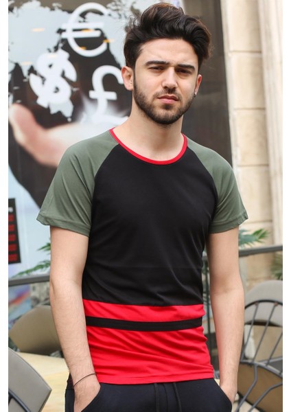 Şerit Detaylı Siyah T-Shirt 3014