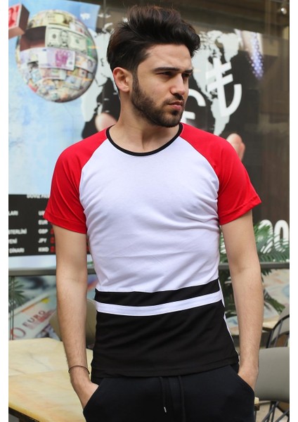 Şerit Detaylı Beyaz T-Shirt 3014