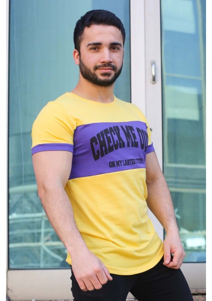 Baskı Detaylı Sarı T-Shirt 3013