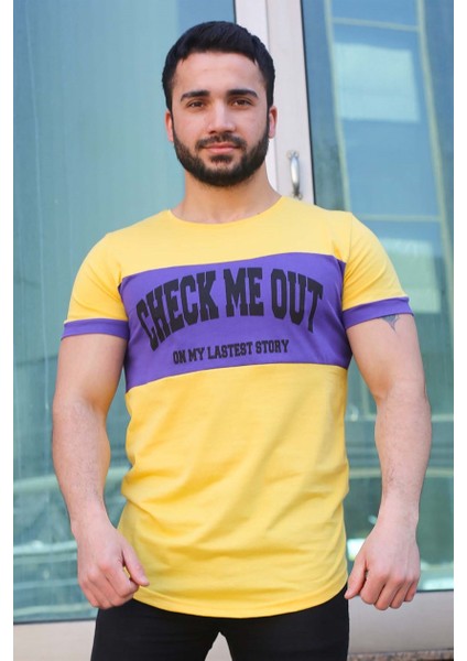 Baskı Detaylı Sarı T-Shirt 3013