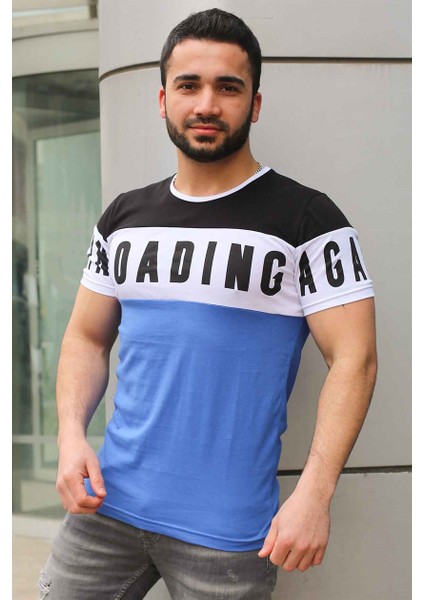 Baskılı Saks T-Shirt 2974
