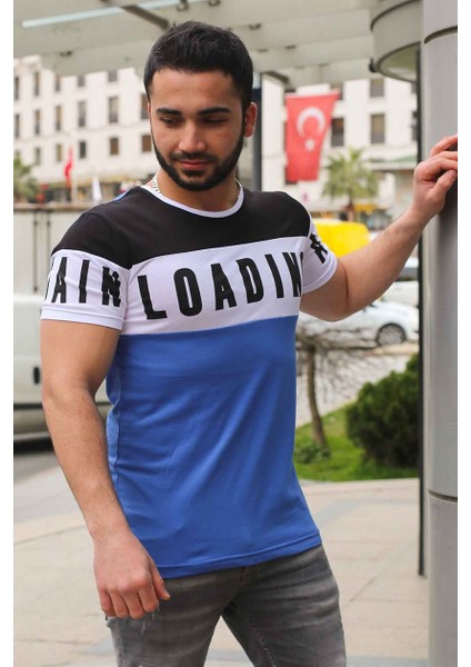 Baskılı Saks T-Shirt 2974