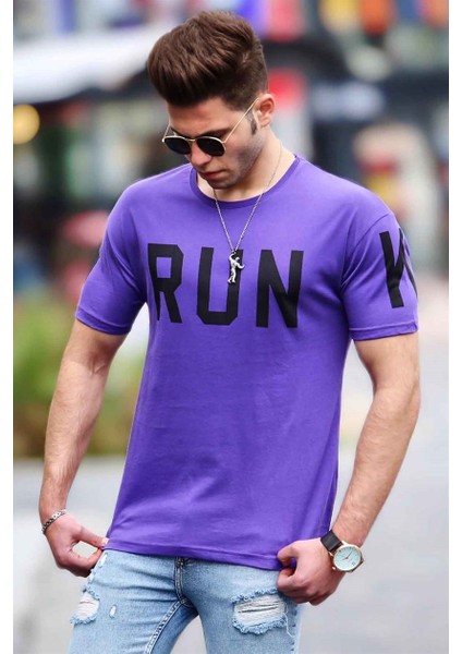 Baskılı Mor T-Shirt 3035
