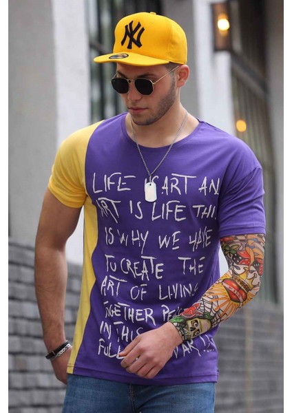 Baskılı Mor T-Shirt 3020