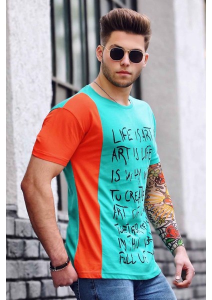 Baskılı Turkuaz T-Shirt 3020
