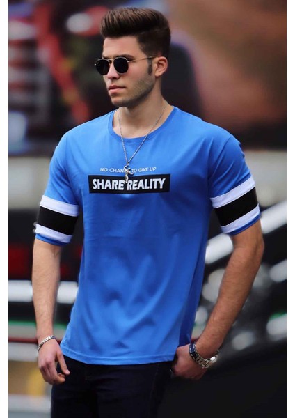 İndigo Baskılı T-Shirt 4030