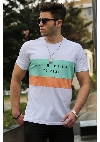 Baskılı Beyaz Erkek T-Shirt 4499