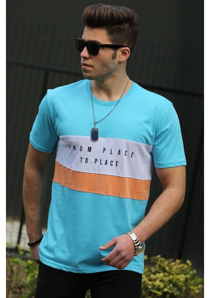 Baskılı Turkuaz Erkek T-Shirt 4499